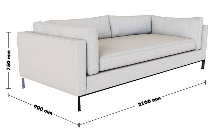 Modern Fabric 3 Seater Sofa DANNY Size Chart