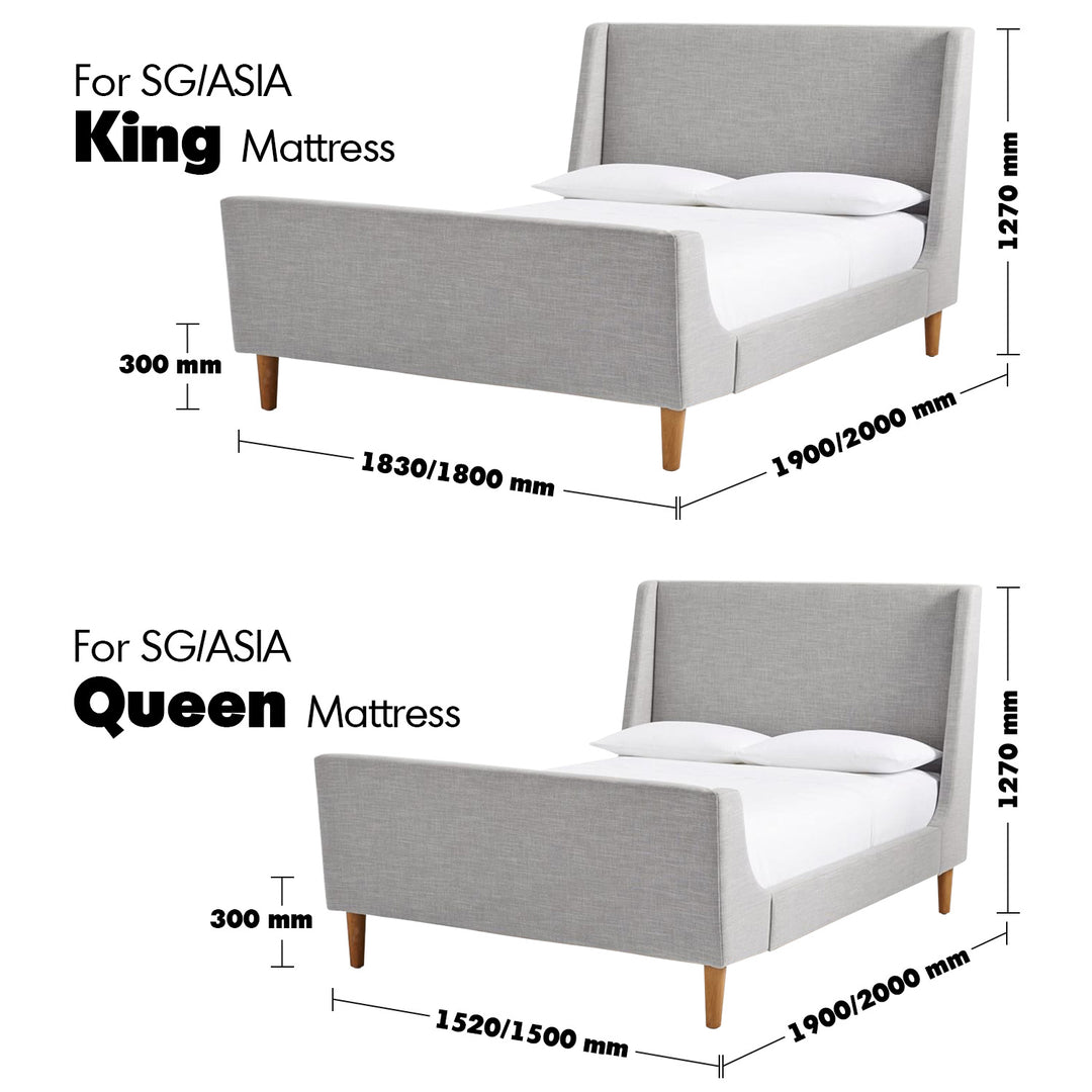 Modern Fabric Bed ZEF Size Chart