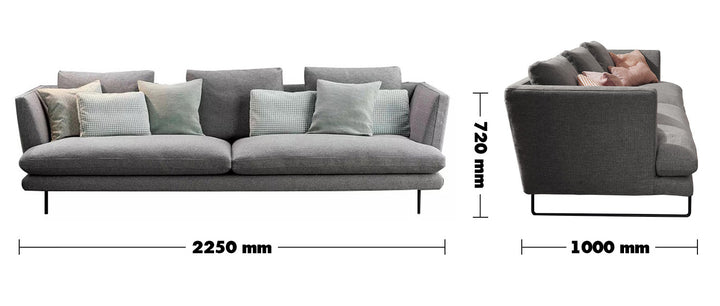 Modern Fabric 3 Seater Sofa LARS Size Chart