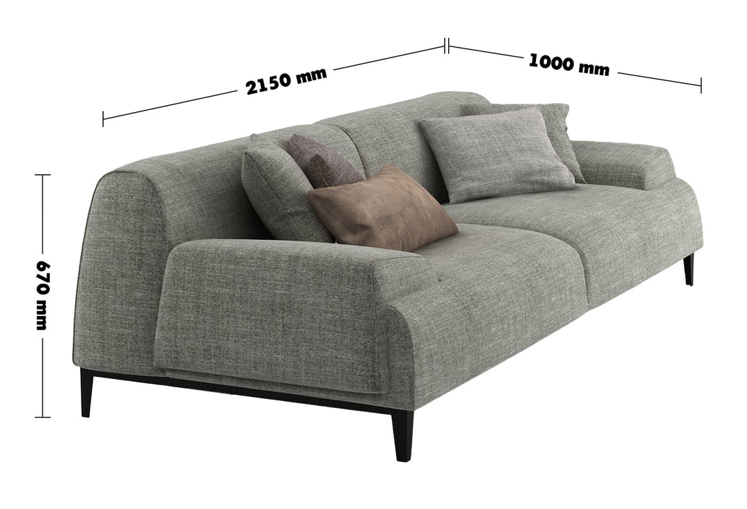 Modern Fabric 3 Seater Sofa CAVE Size Chart