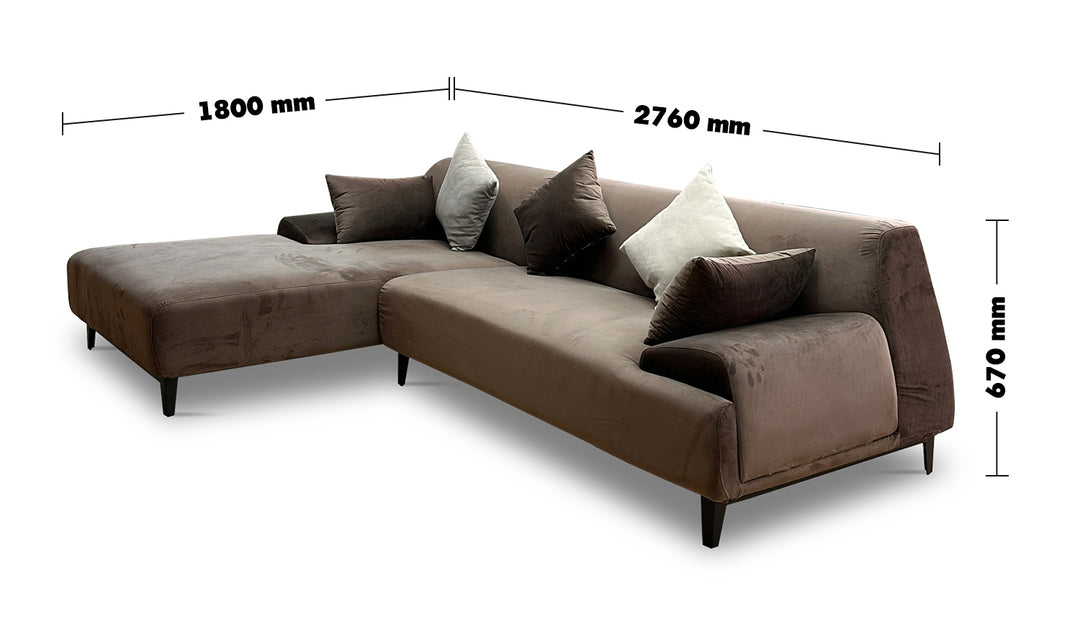 Modern Fabric 3+L Sectional Sofa CAVE Size Chart