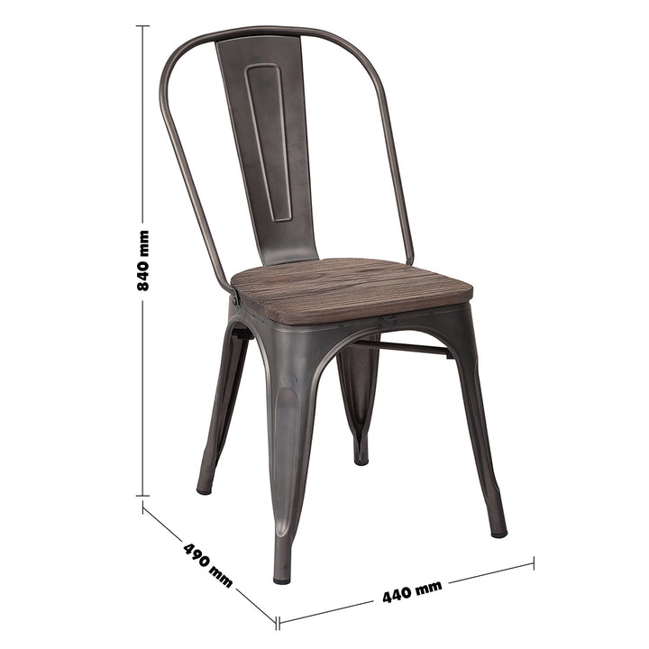 Industrial Elm Wood Dining Chair Sanctum X Size Chart