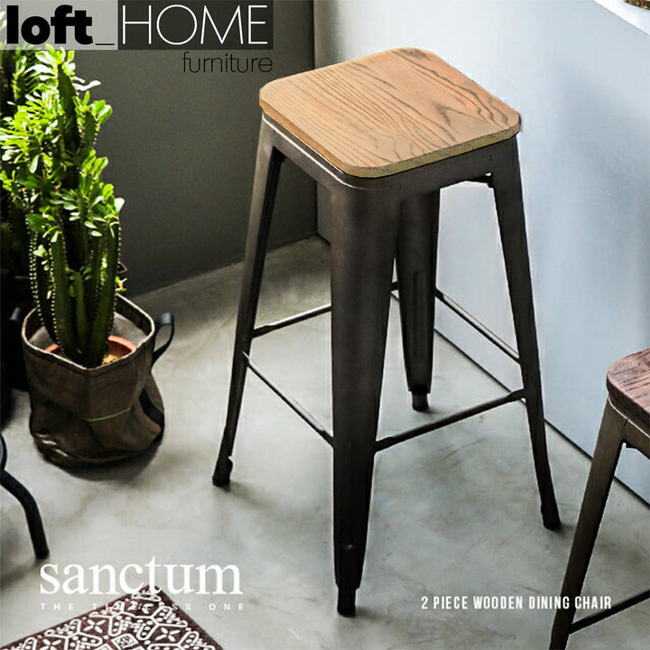 (Fast Delivery) Industrial Elm Wood Bar Stool SANCTUM X Situational