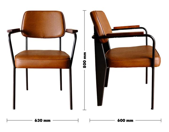 Rustic PU Leather Dining Chair H Size Chart