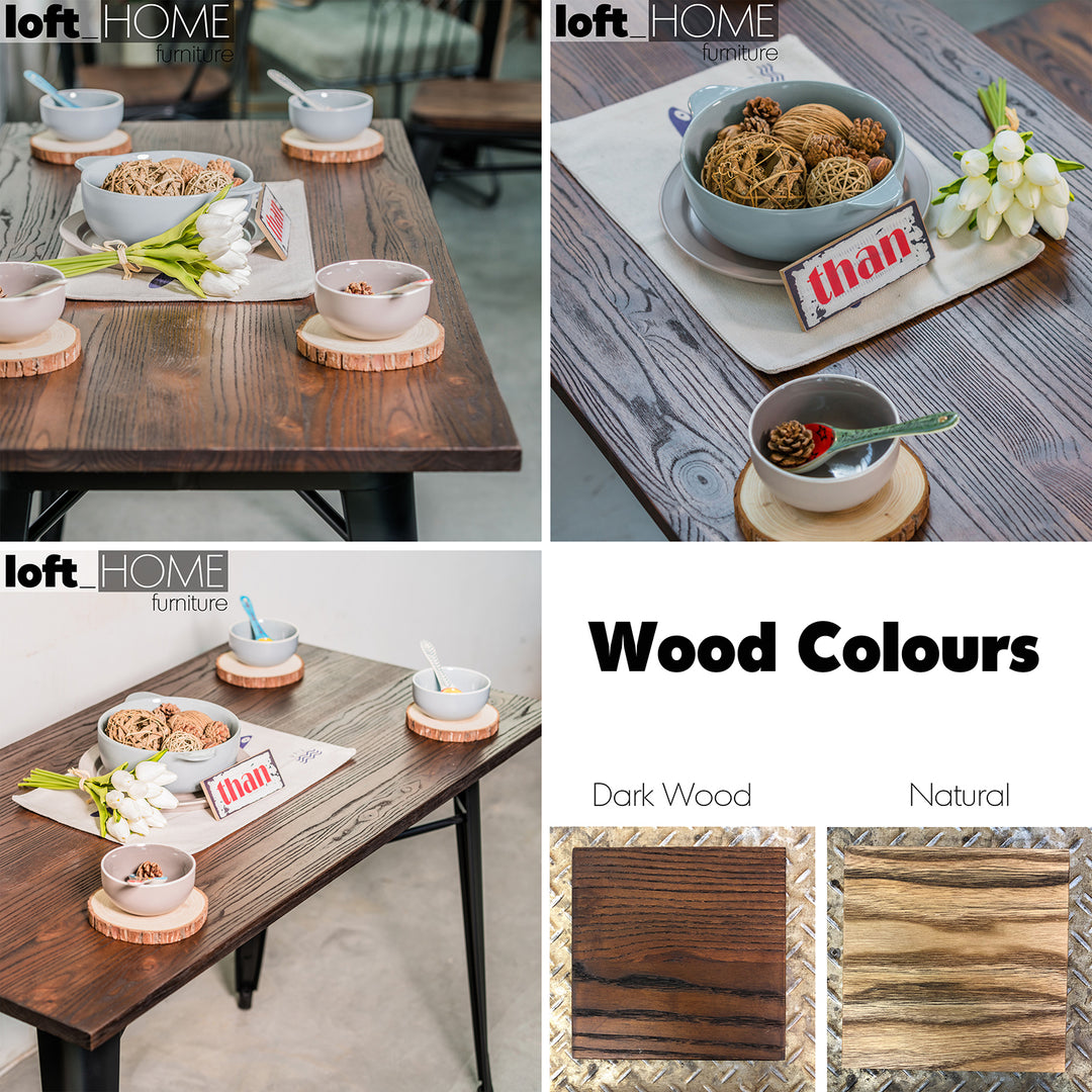 Industrial Elm Wood Dining Set 5 Pieces SANCTUM X Detail 9