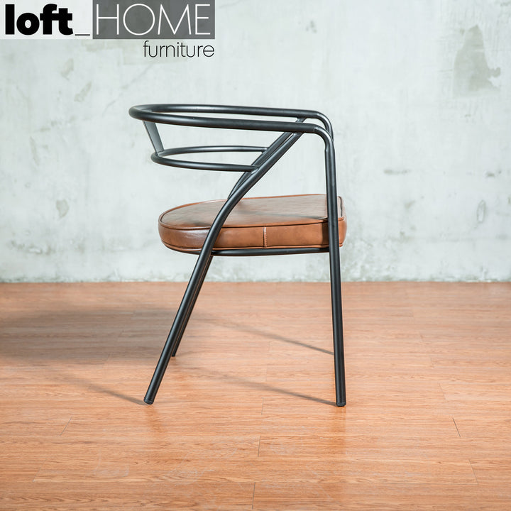 Industrial PU Leather Dining Chair ROUNDARM Still Life