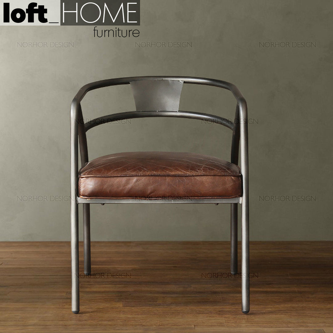 Industrial PU Leather Dining Chair ROUNDARM Situational