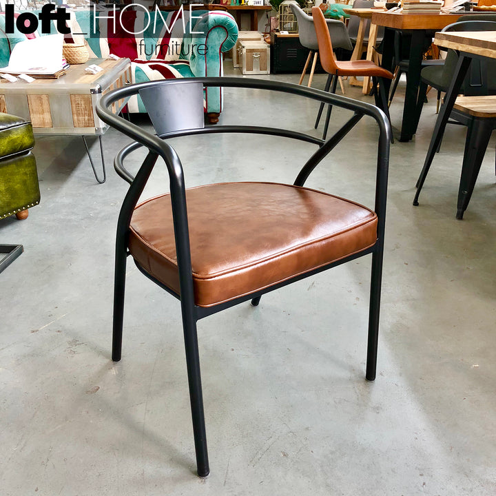 Industrial PU Leather Dining Chair ROUNDARM Primary Product
