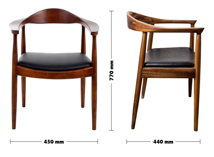 Scandinavian Wood Dining Chair WALNUT PRESIDENT Size Chart