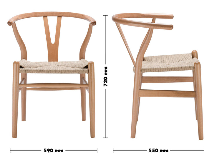 Scandinavian Wood Dining Chair CHERRY Y Size Chart