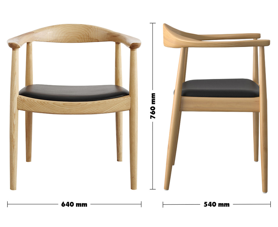 Scandinavian Wood Dining Chair BIRCH PRESIDENT Size Chart