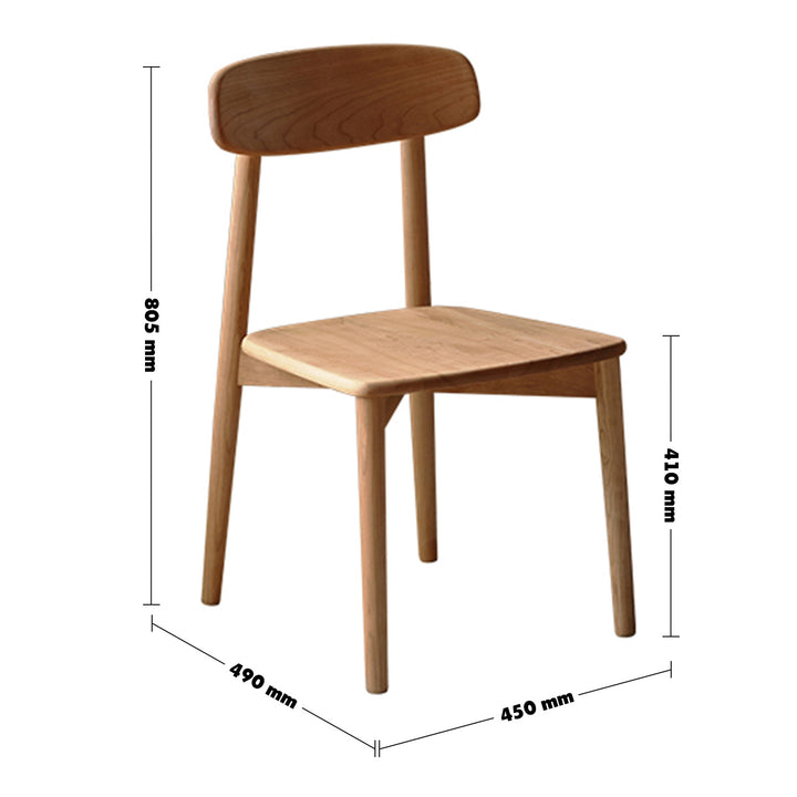 Japandi Wood Dining Chair CHERRY SLOW Size Chart