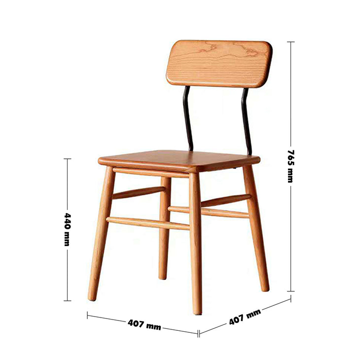 Japandi Wood Dining Chair CHERRY BEETLE Size Chart