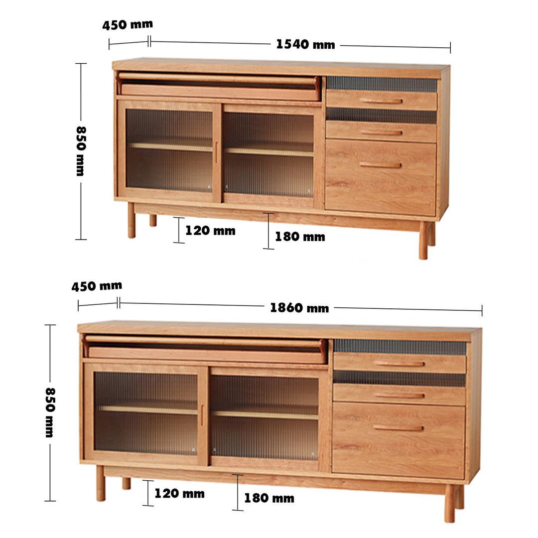 Japandi Wood Cabinet CHERRY RICHARD BOTTOM Size Chart