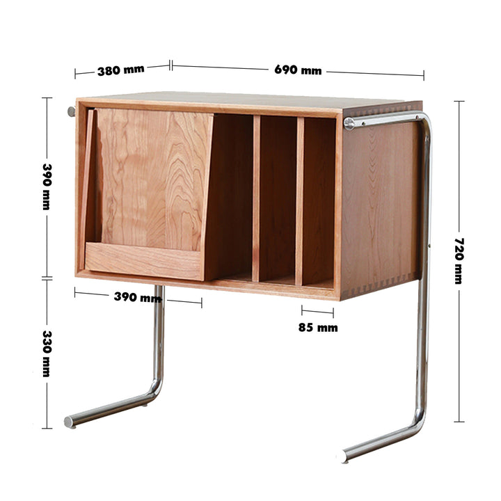 Japandi Wood Side Table CHERRY LONG PLAY Size Chart