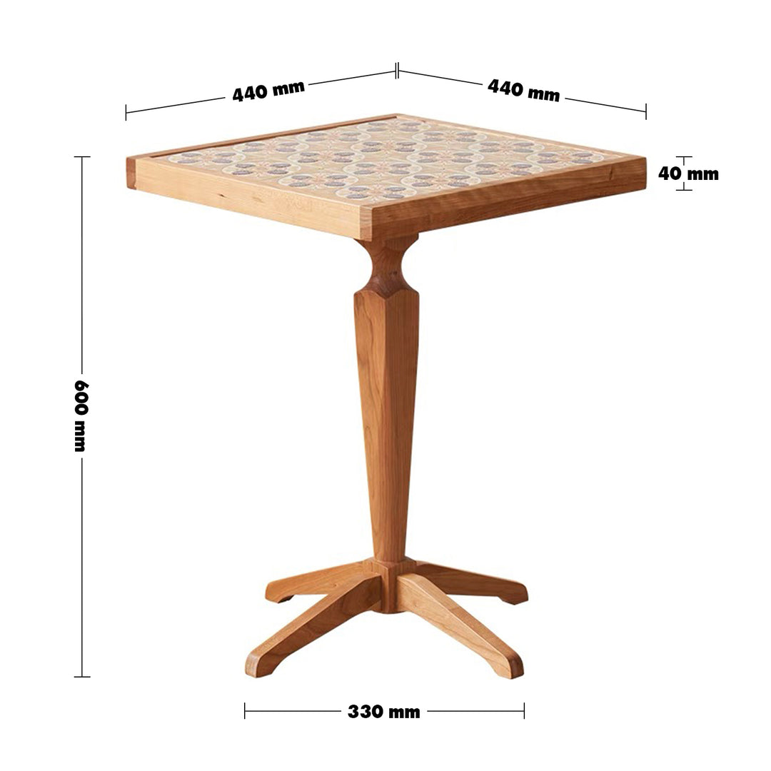 Japandi Wood Side Table CHERRY CERAMIC Size Chart