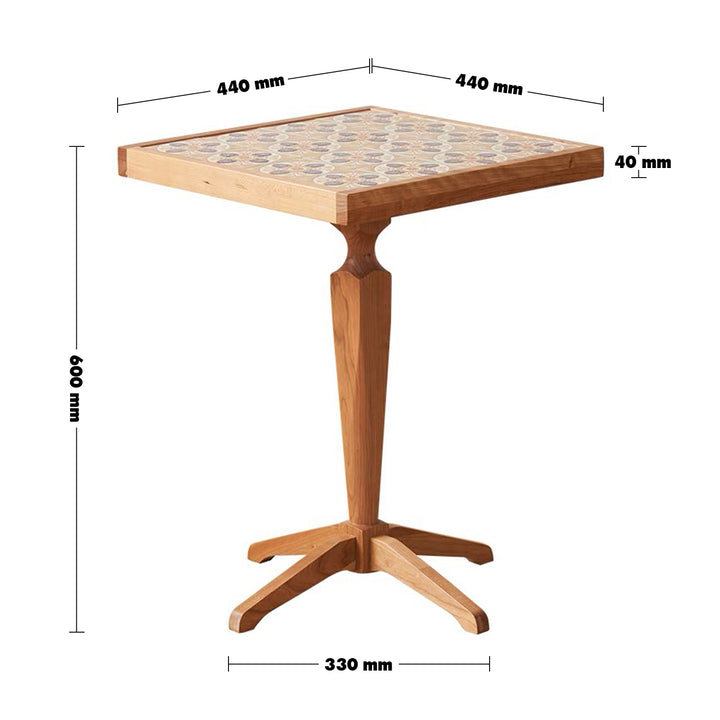 Japandi Wood Side Table CHERRY CERAMIC Size Chart