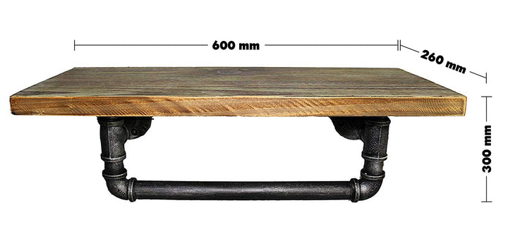 Industrial Wood Wall Shelf PIPE S Size Chart