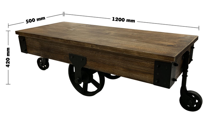 Industrial Wood Wheel Coffee Table INDUSTRIAL Size Chart