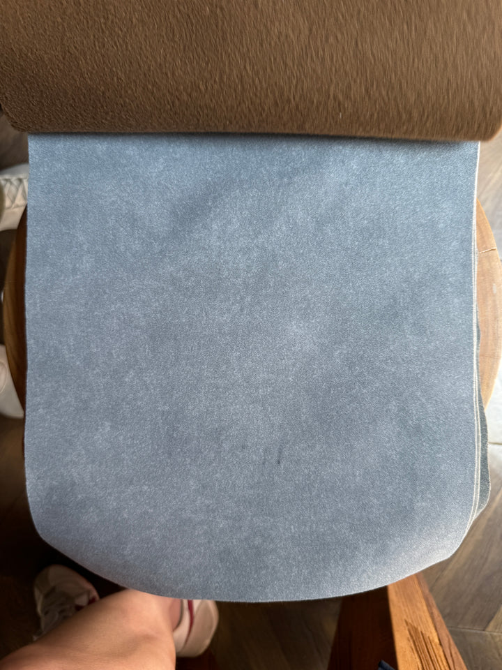 [Ready Stock] Dining Chair METAL MAN N1 | Blue-Grey | Fabric | L480 x W540 x H830mm
