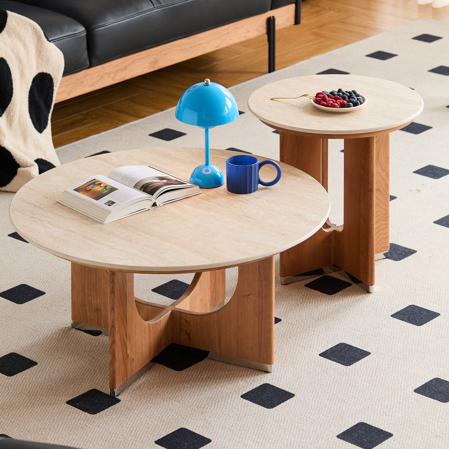 Scandinavian sintered stone coffee table set shells primary product view.