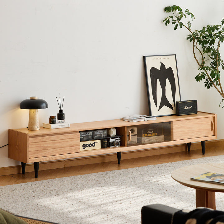 Scandinavian oak wood tv console lyne primary product view.