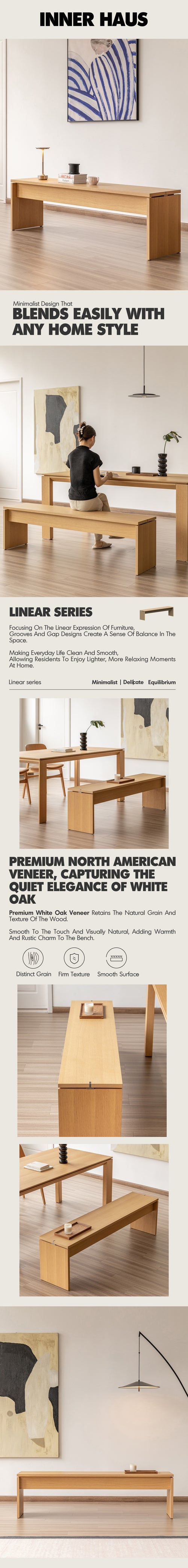 Minimalist Oak Wood Veneer Plywood Dining Bench HORIZON Good to Know Preview-1