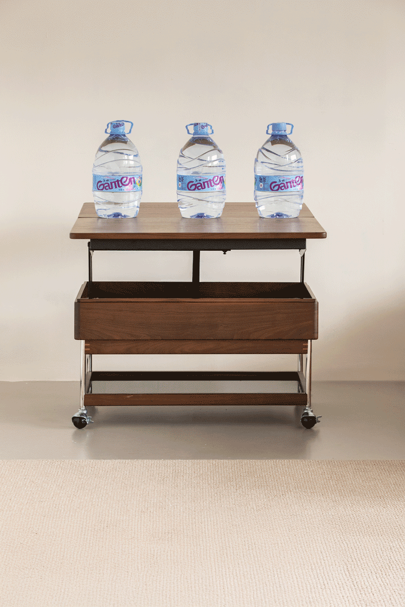 Japandi Walnut Wood Lift-Up Coffee Table SEREN