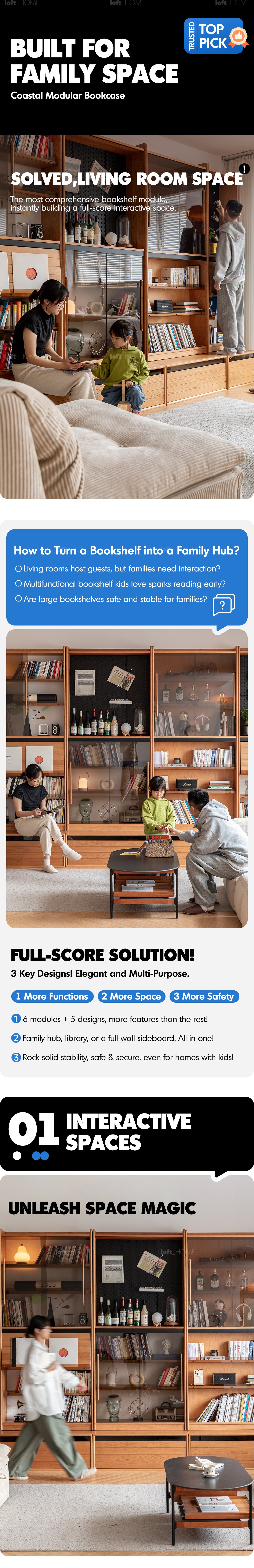 Scandinavian Cherry Wood Bookshelf STORY Good to Know - 1