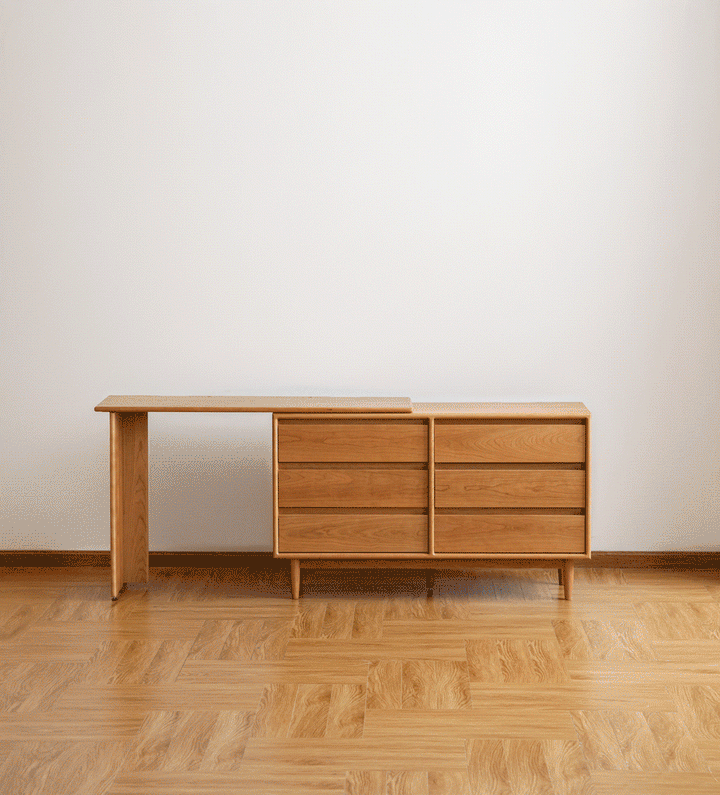 Scandinavian cherry wood dressing table vista color swatches.