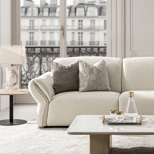 Cream Mixed Weave Fabric Modular Corner 1 Seater Sofa LUNAR Good to Know Preview-1