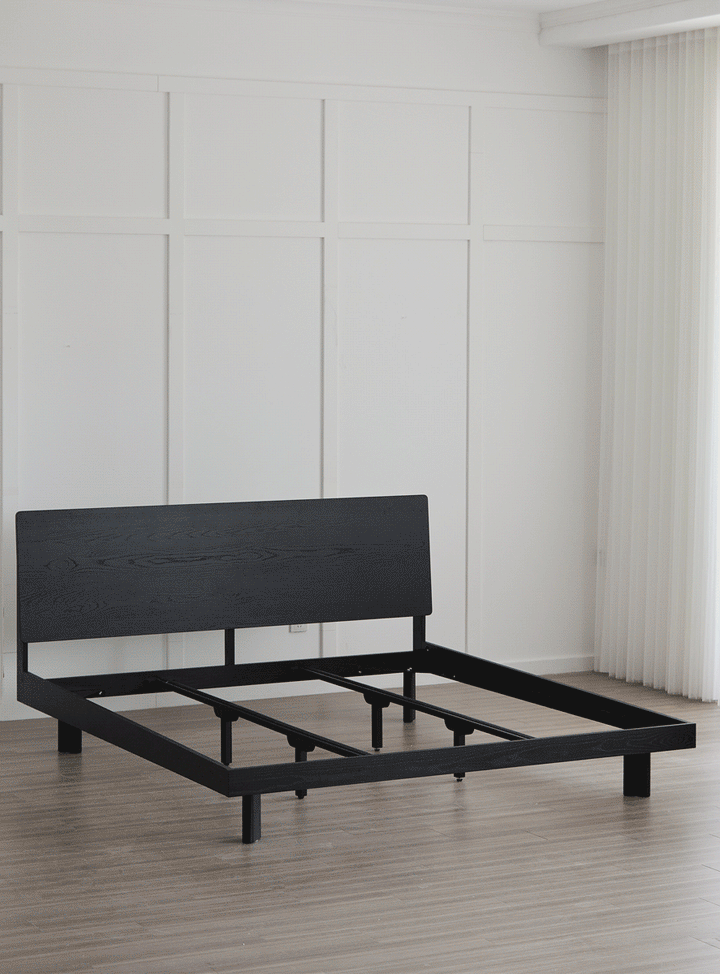 Minimalist Ash Wood Veneer Bed MONK