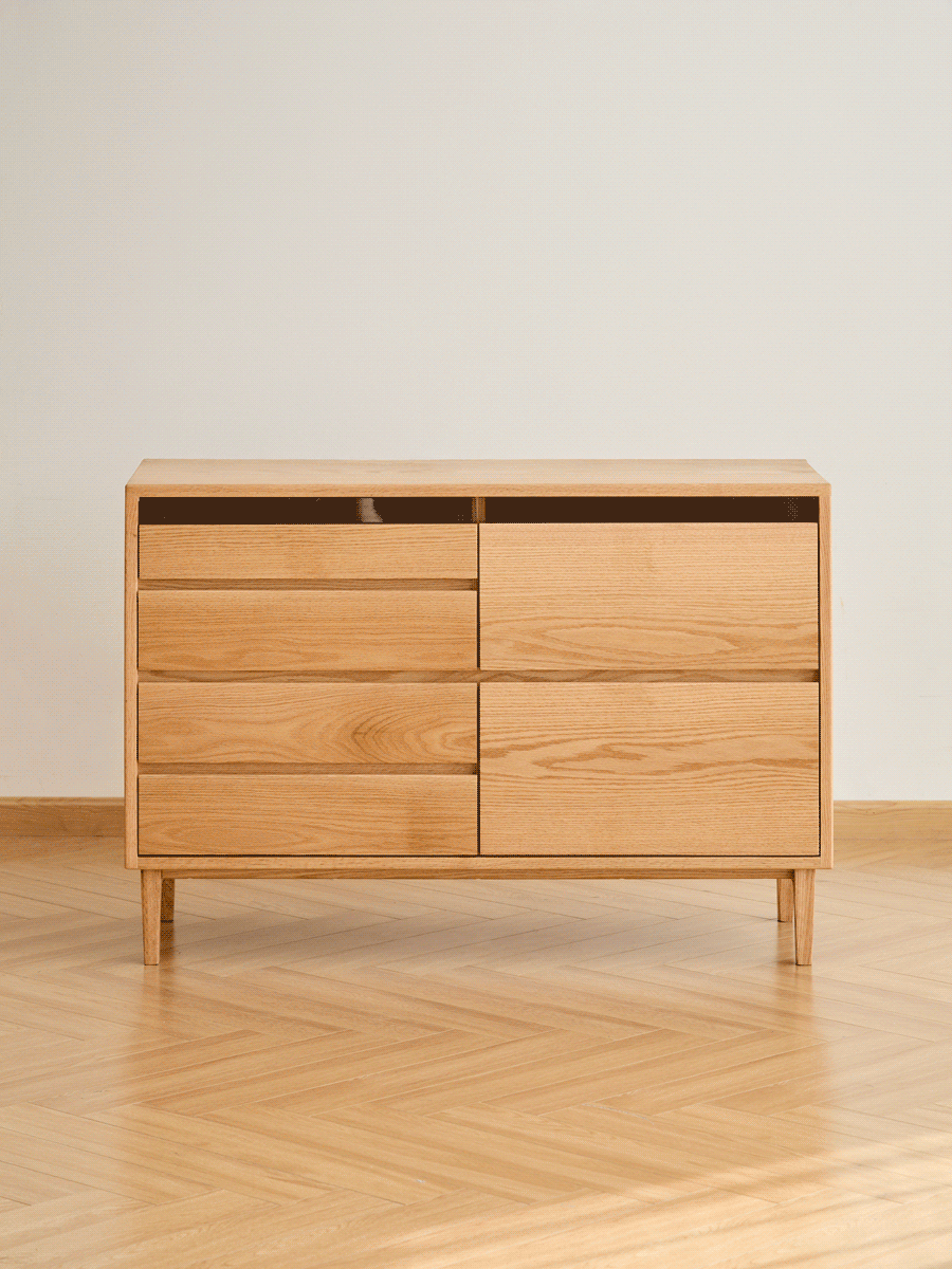 Scandinavian Oak Wood Chest Of 6 Drawers FLOATING LIGHT