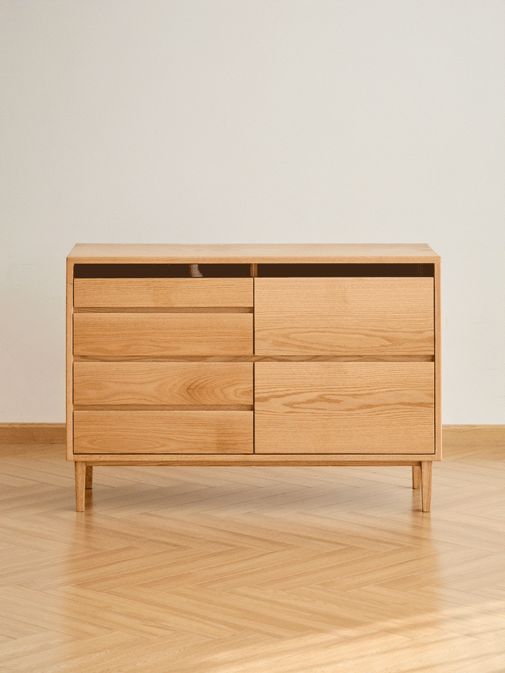 Scandinavian Oak Wood Chest Of 6 Drawers FLOATING LIGHT