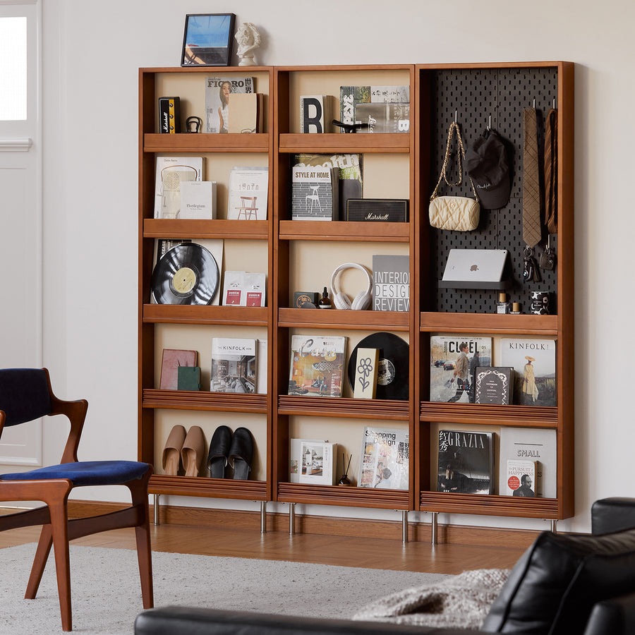 Vintage boxwood wall shelf bookshelf slimo primary product view.