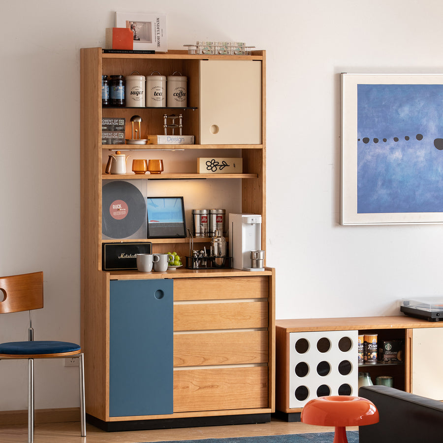 Scandinavian cherry wood storage side cabinet time primary product view.