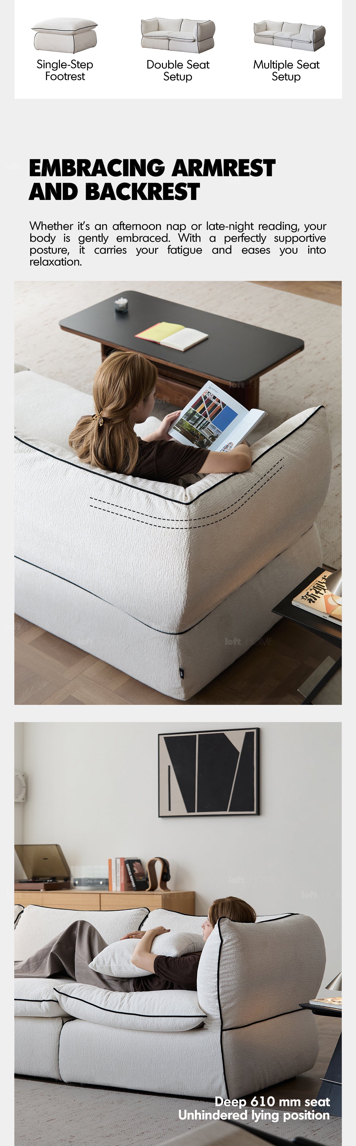 Minimalist Chenille Velvet Fabric 2 Seater Sofa CLOUD Good to Know - 4