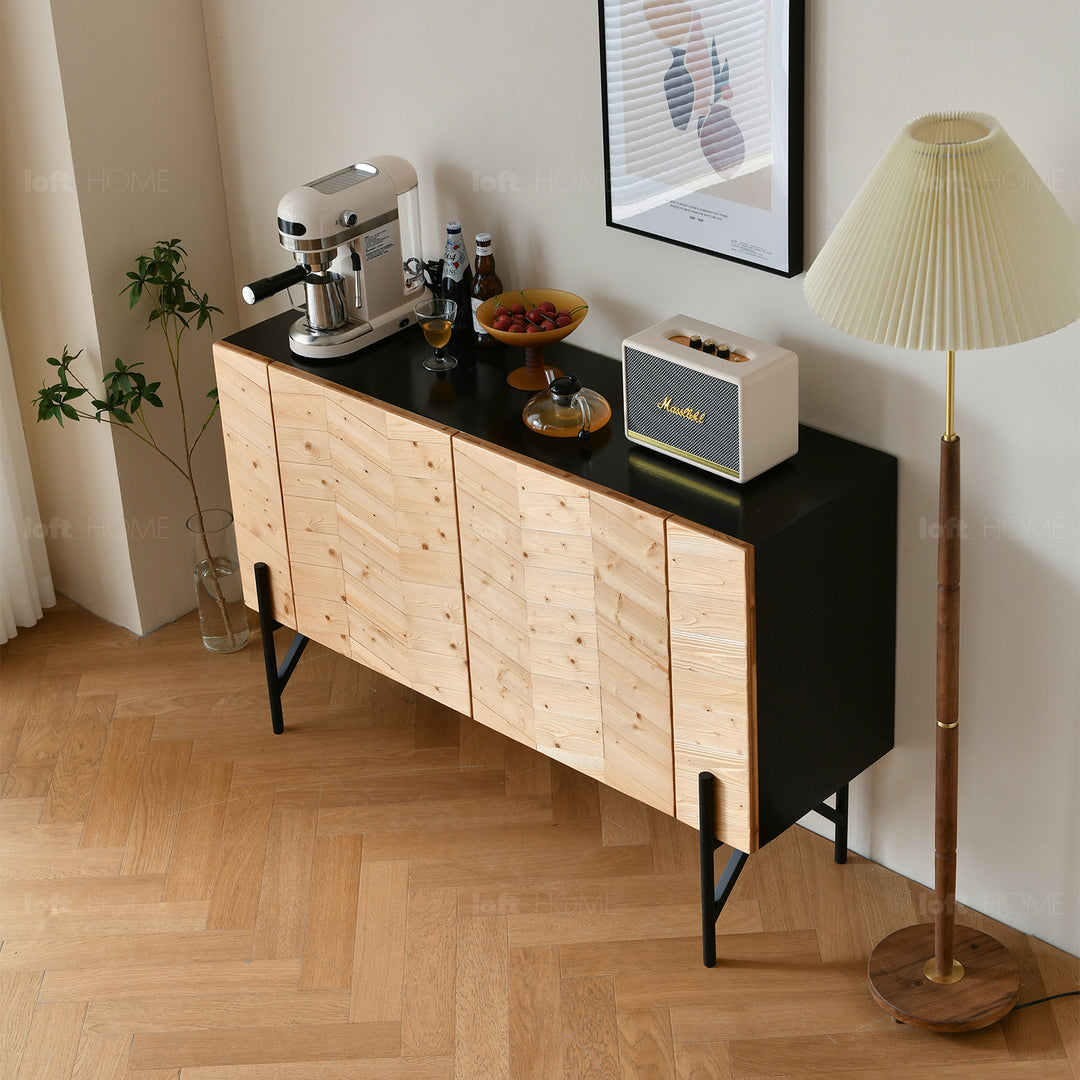 Scandinavian Wood Storage Cabinet CHEVRON Color Variant