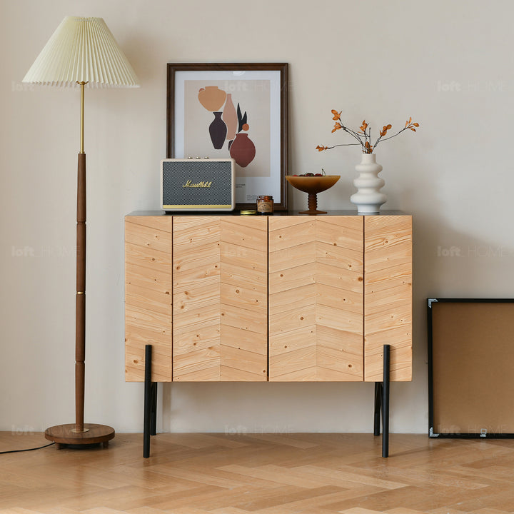 Scandinavian Wood Storage Cabinet CHEVRON Close-up
