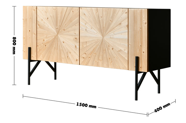 Scandinavian Wood Side Cabinet RADIAL Size Chart
