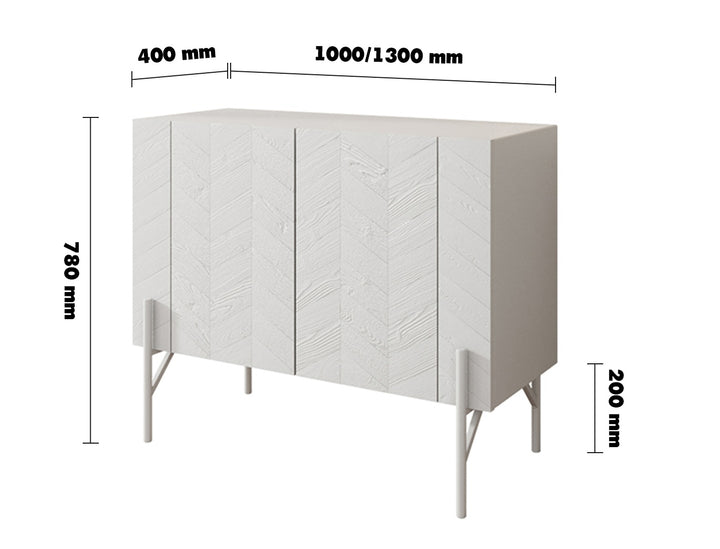 Scandinavian Wood Side Cabinet CHEVRON Size Chart