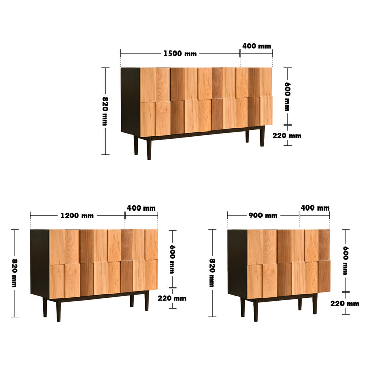 Scandinavian Wood Storage Cabinet VARIATION 1 Size Chart