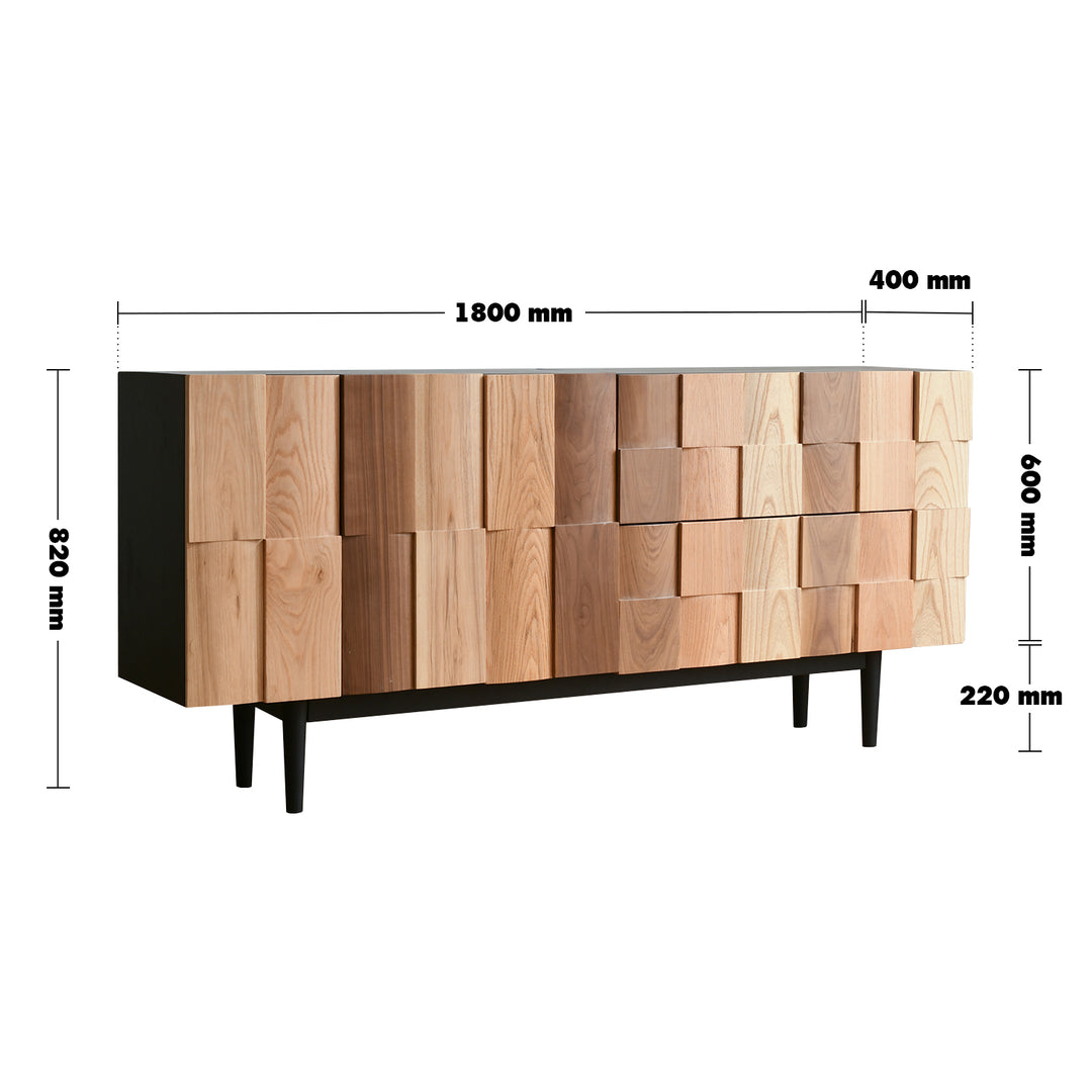 Scandinavian Wood Storage Cabinet VARIATION 2 Size Chart