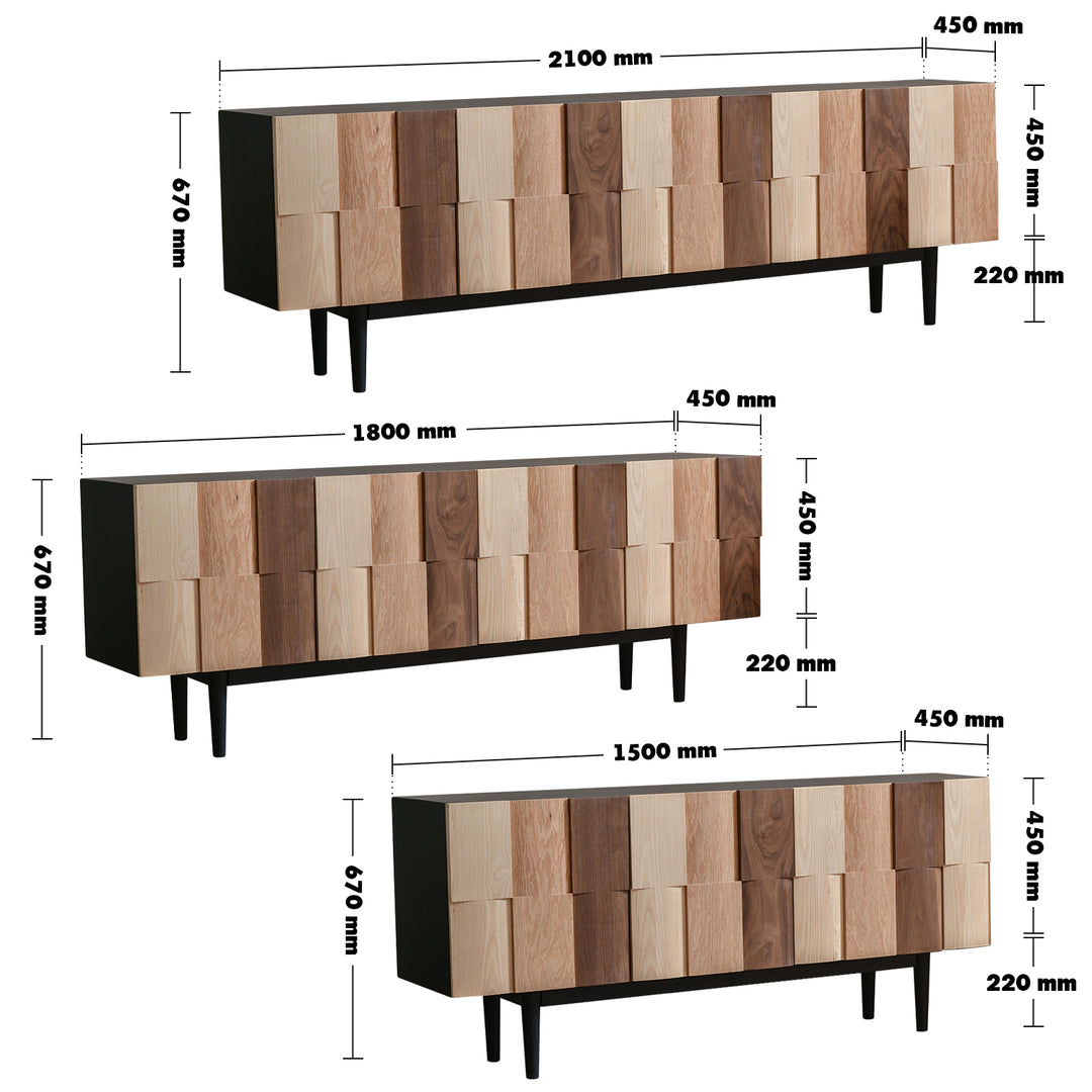Scandinavian Wood TV Console VARIATION 2 Size Chart