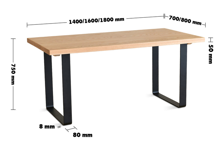 Scandinavian Wood Dining Table U SHAPE OAK Size Chart