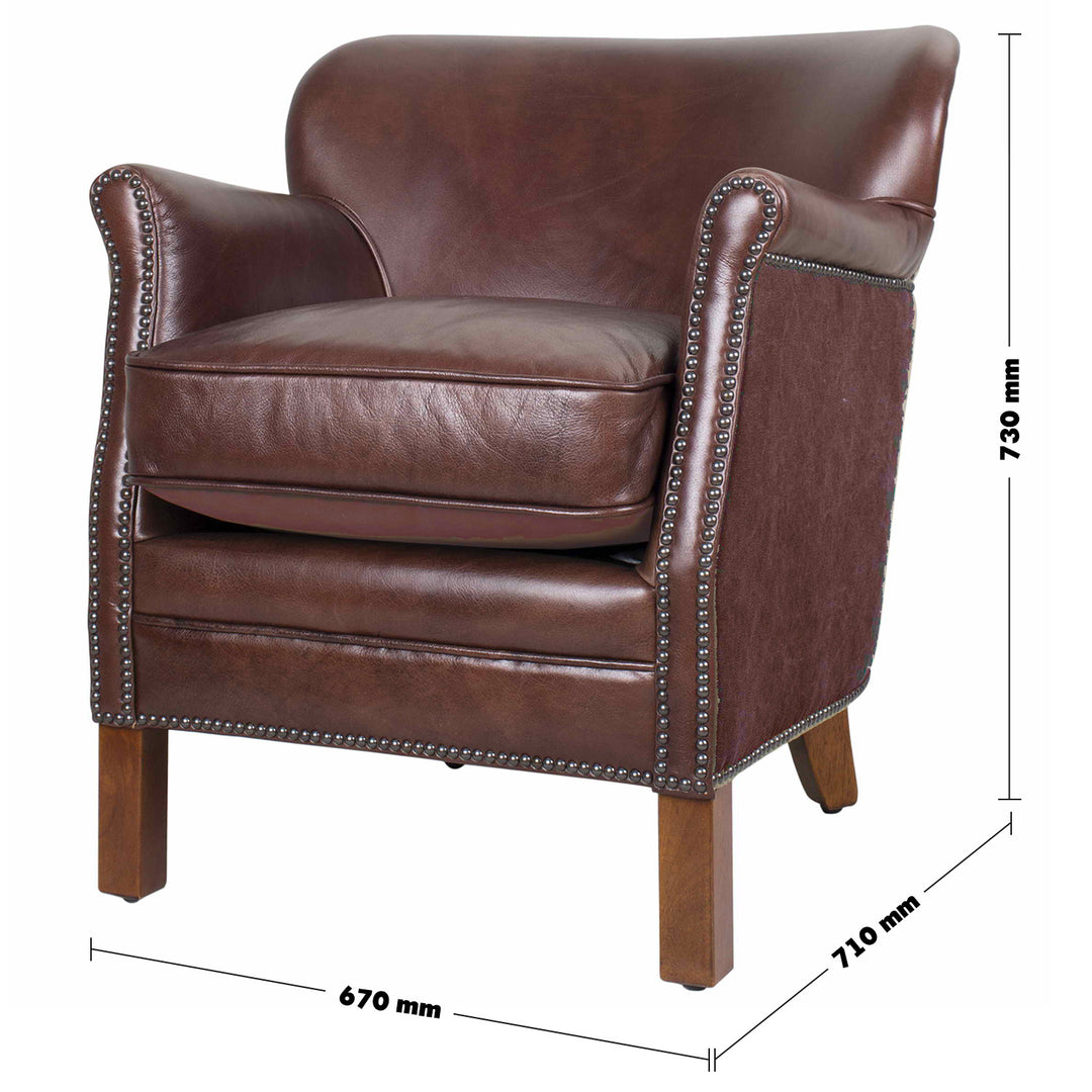 Vintage Genuine Leather 1 Seater Sofa PROFESSOR S Size Chart