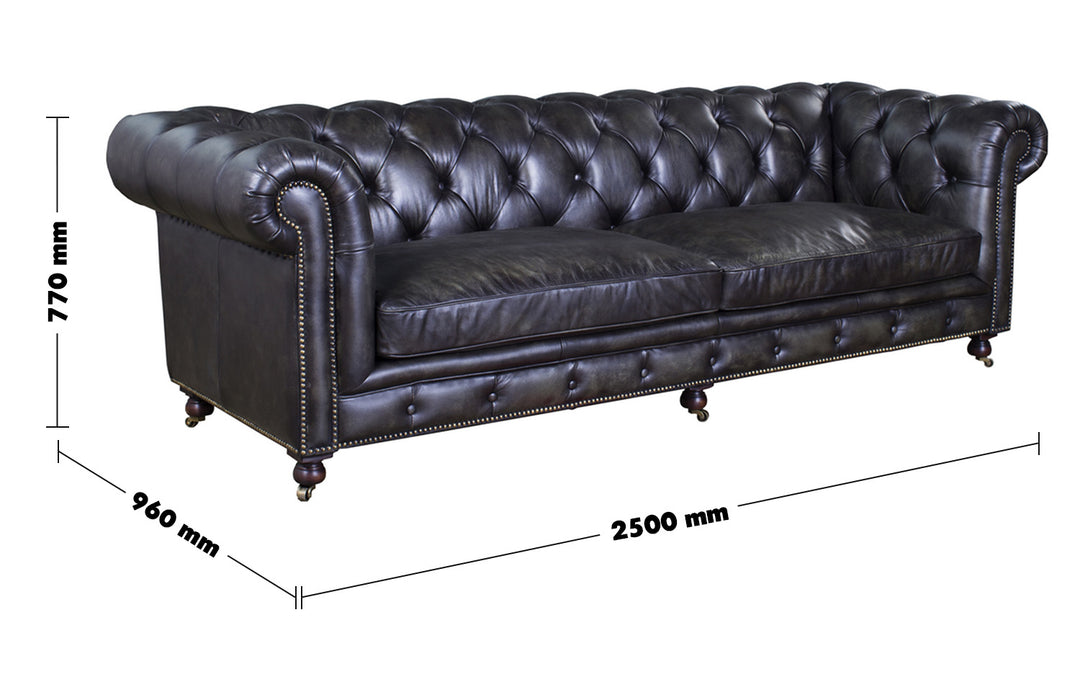 Vintage Genuine Leather 4 Seater Sofa CHESTERFIELD CLASSIC Size Chart