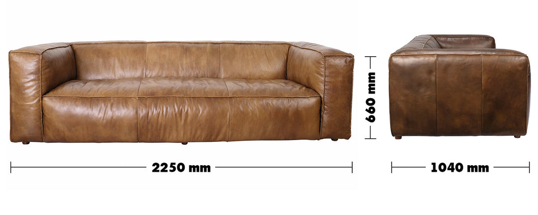 Vintage Genuine Leather 3 Seater Sofa ANTIQUE MASTER Size Chart