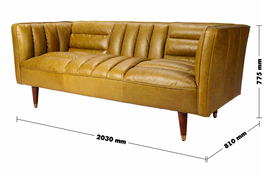 Vintage Genuine Leather 3 Seater Sofa LUSH Size Chart