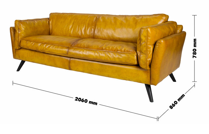 Vintage Genuine Leather 3 Seater Sofa MAGINA Size Chart